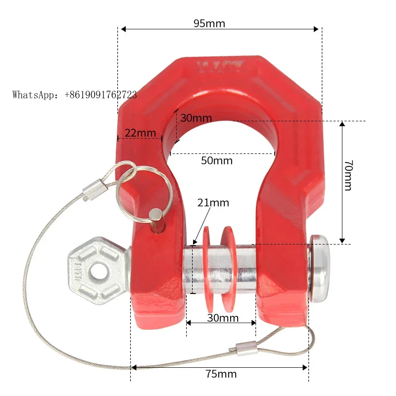 

ZAIQU Universal Hole Spacing Stainless Steel Base With 40CR Steel U-Shackle Tow Hook Trailer Parts & Accessories