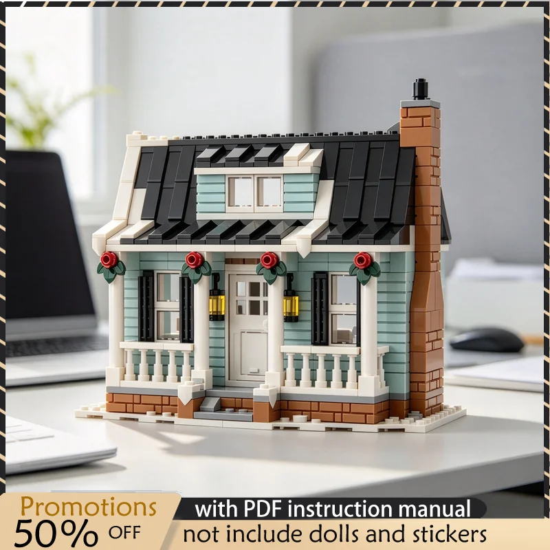 463PCS MOC Winter Style Bungalow House Model Building Blocks DIY Assembly Toy Adult Collector Collection Desktop Gift