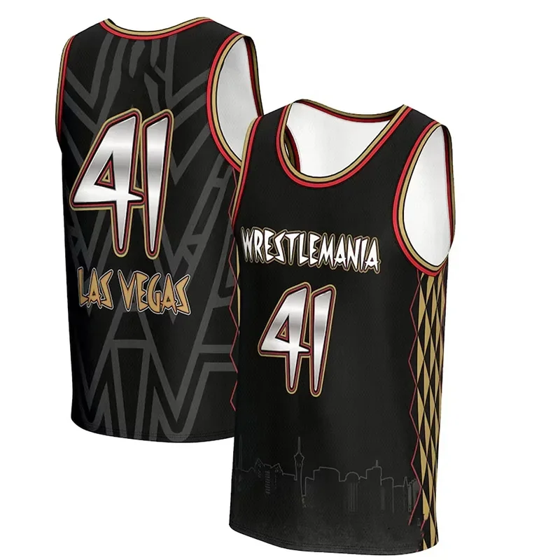 

Nueva Llegada ProSphere Black Wrestle Mania 41 City Baloncesto Jersey Hombre Mujer Deporte Casual Transpirable Moda Chco Ropa
