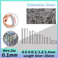 20Pcs/lot Wire Dia 0.1mm Stainless Steel Micro Small Compression Spring OD 0.8/1/1.2/1.4mm Length 5/8/10/12/15/20/25mm
