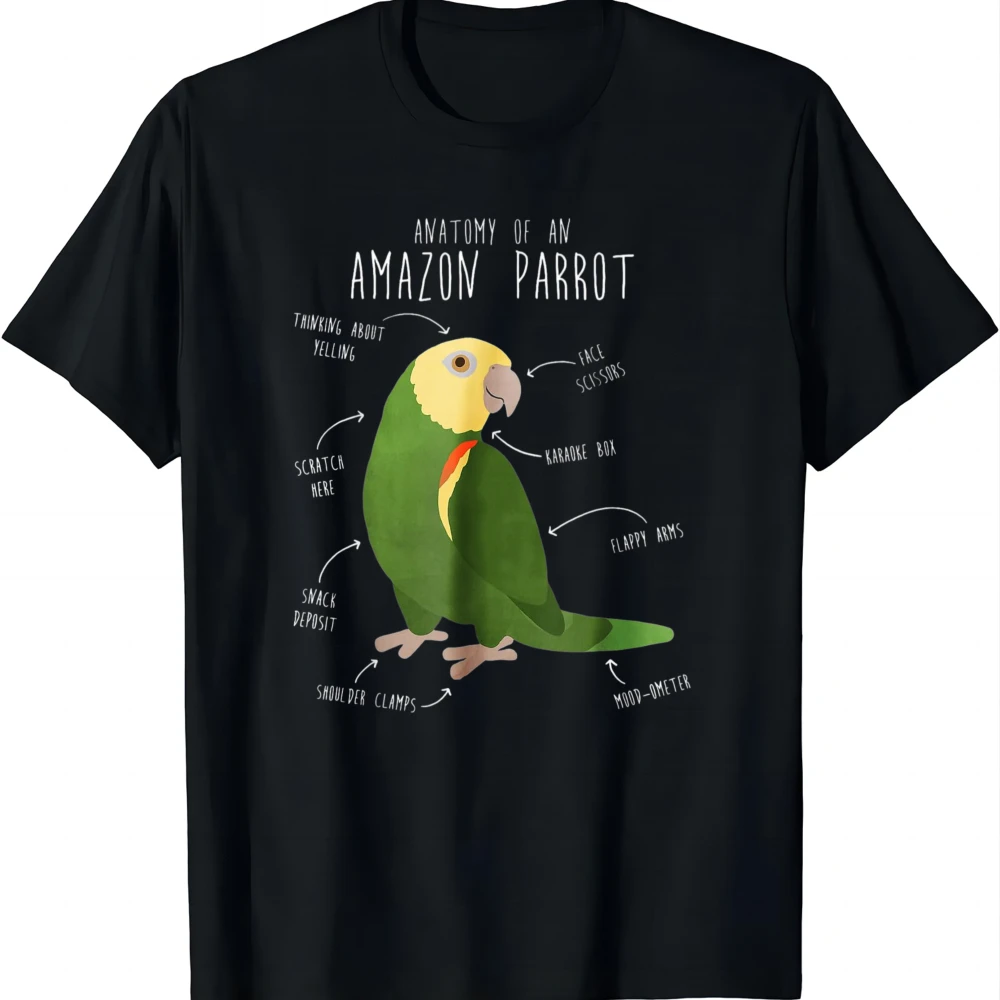 Amazon Parrot Anatomy, Cute Funny Pet Double Yellow Bird T-Shirt Couple Y2k Individuality Printed T-shirt