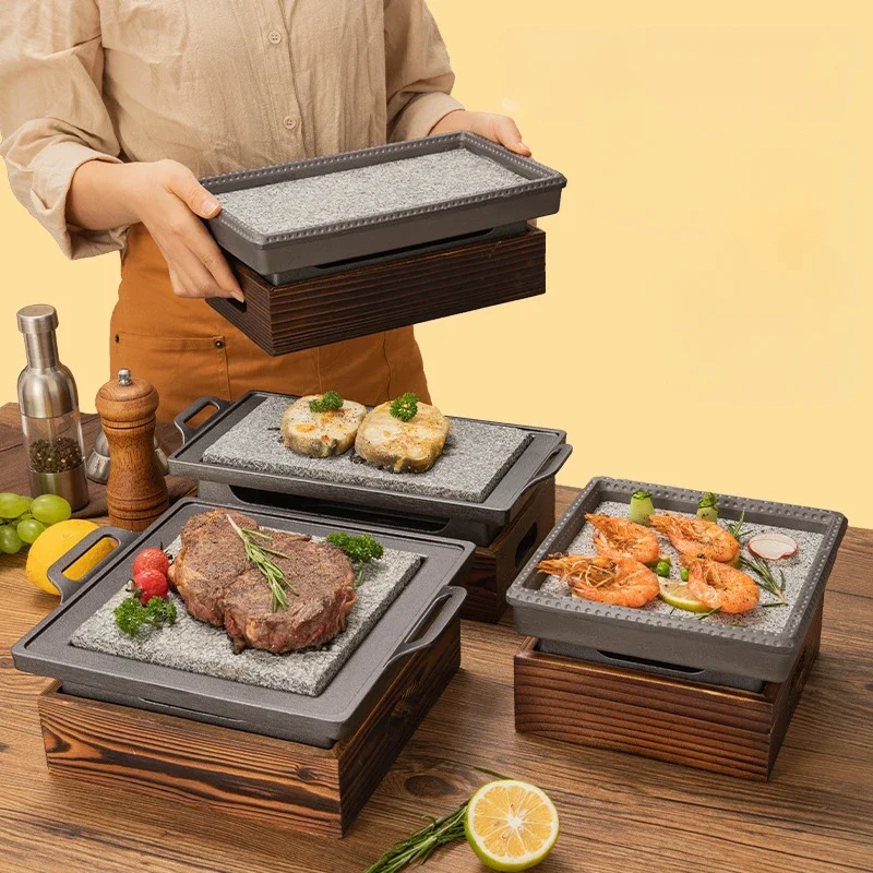 Commercial Rectangular Barbecue Insulated Stove Heated Barbecue Plate Barbecue Stove Alcohol Lamb Chops Baked Tray