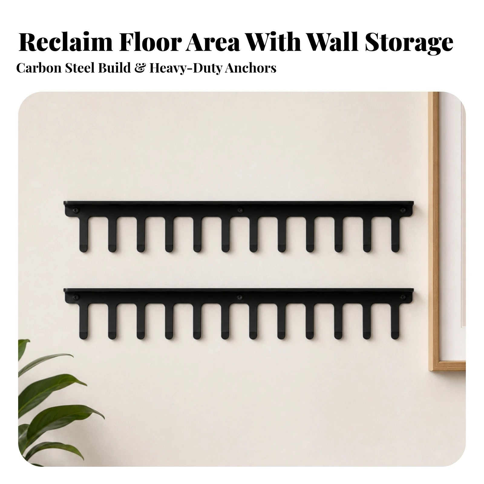 Wall-Mounted Fitness Equipment Storage Rack Rust-Resistant Cable Attachment Storage Rack with Hook Rails Waterproof Heavy-Duty