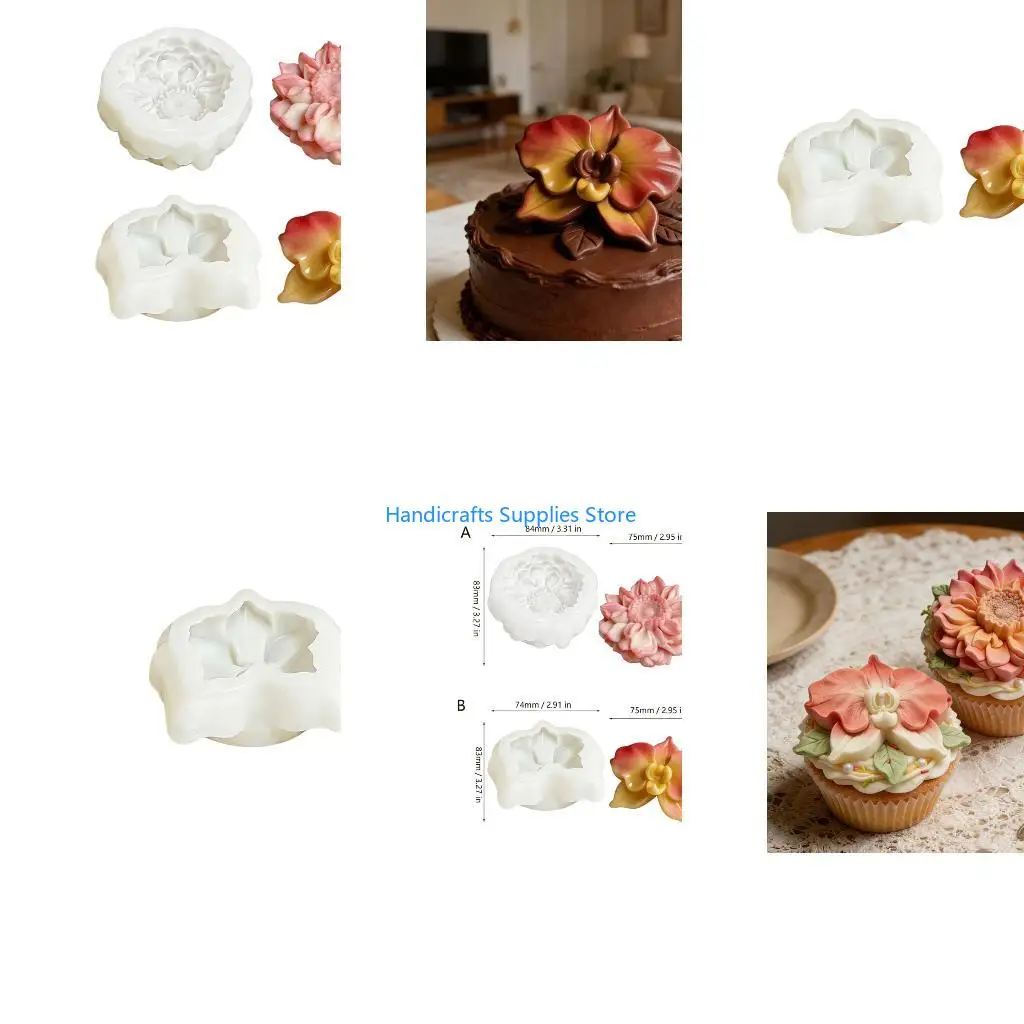 R1WA Elegant Flower Silicone Molds For Creating 3D Flower Cake Toppers And Dessert Decoration Heat Resistant Cake Baking Molds