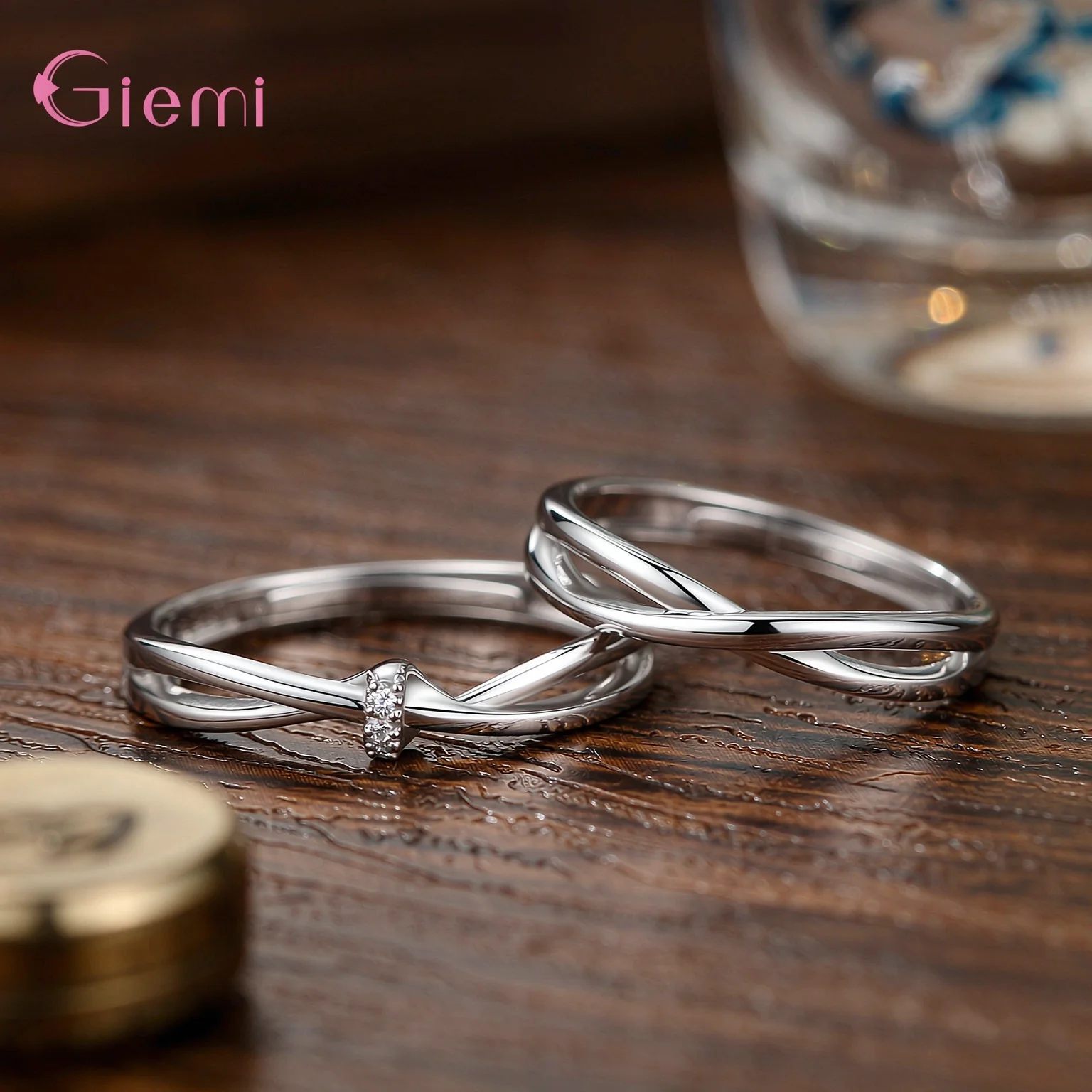 Romantic 925 Sterling Silver Intertwined Love Adjustable Couple Rings Set for Women Men Engagement Party Fashion Jewelry Gifts