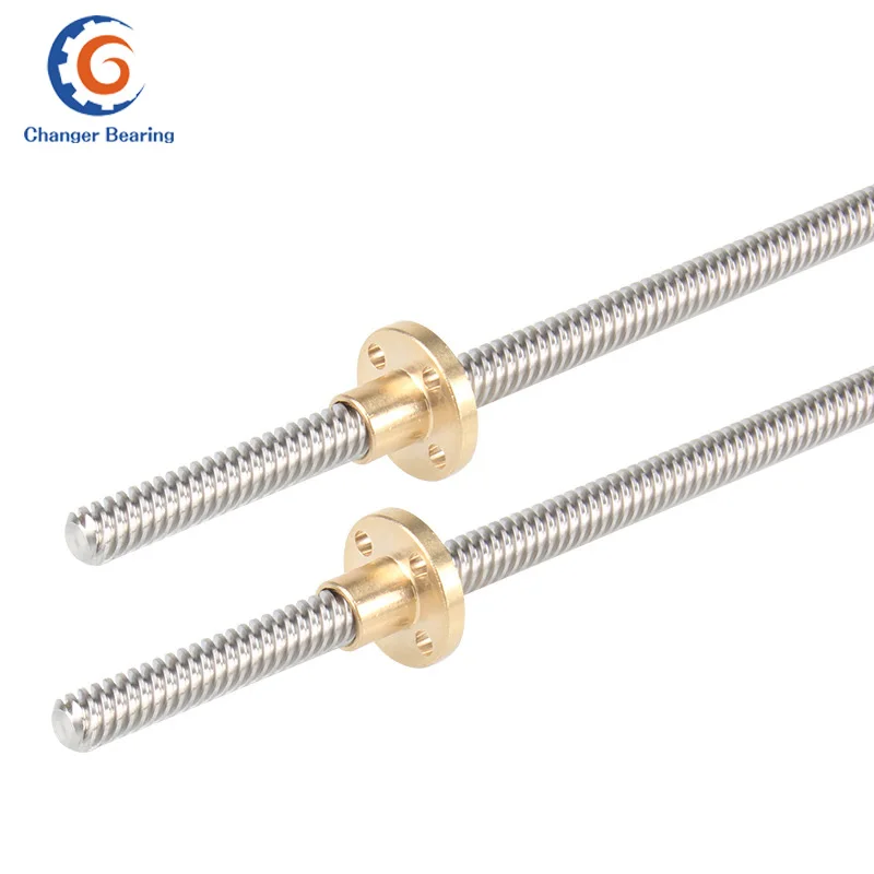 100-900mm T-Type T8 Lead 8mm Pitch 2mm  Trapezoidal Screw 304 Stainless Steel Lead Screw for  Printer