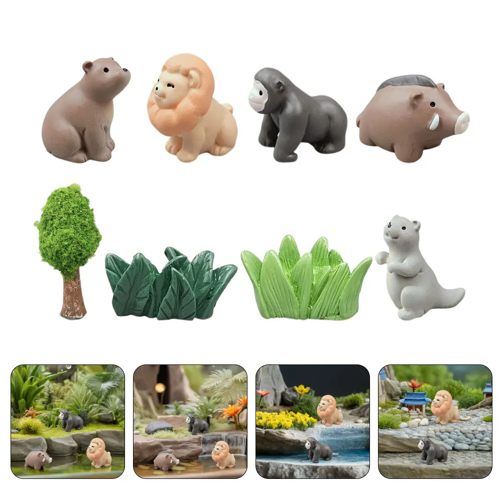 

8pcs Fairy Garden Accessories Miniature Resin Animal Set Tiny Animals Dollhouse Decoration Diy Craft Micro Landscape Ornaments