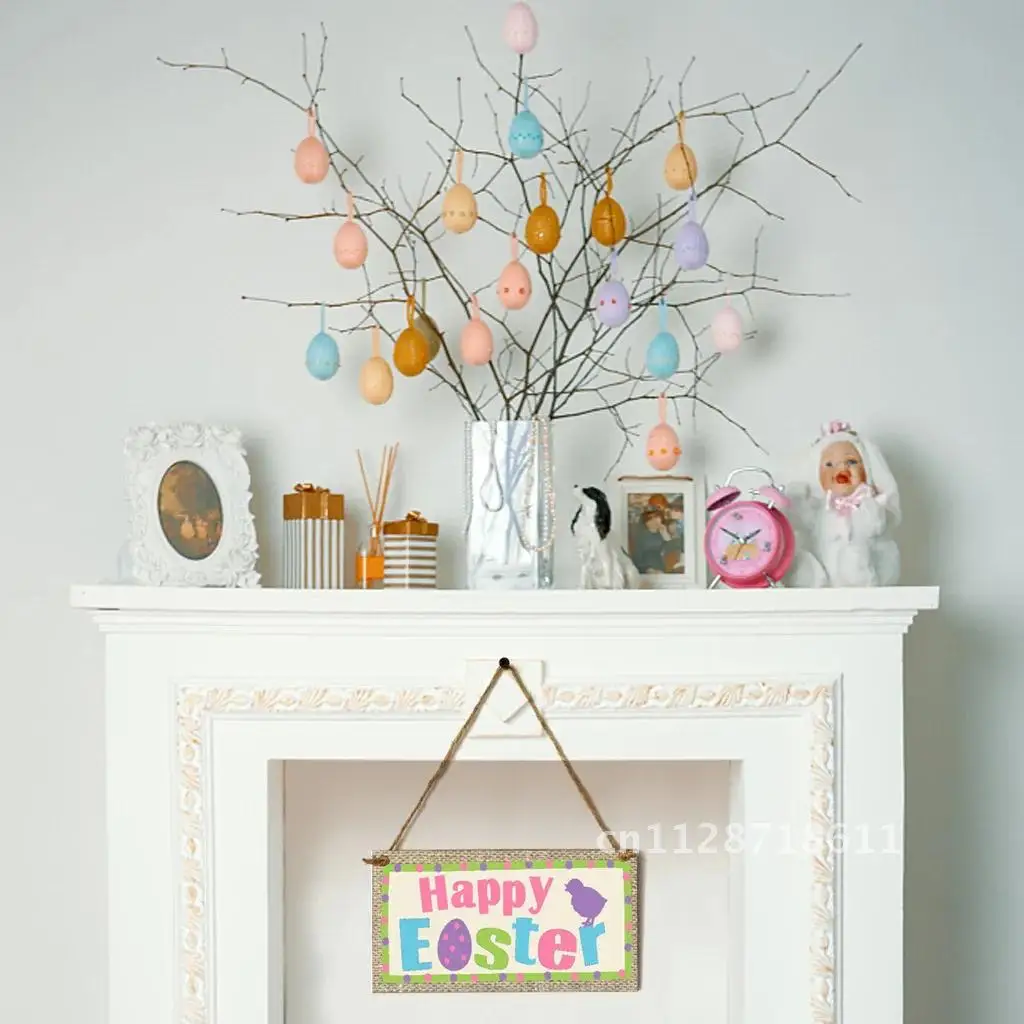 Colgante de Pascua de madera para decoración del hogar, adorno de puerta de conejo para fiesta de Pascua