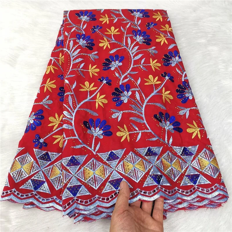 

Colorful French Switzerland Net Lace Fabric, African Cotton Lace Fabric, Women Dress, High Quality, 100% Cotton, 5 Yards, 2023