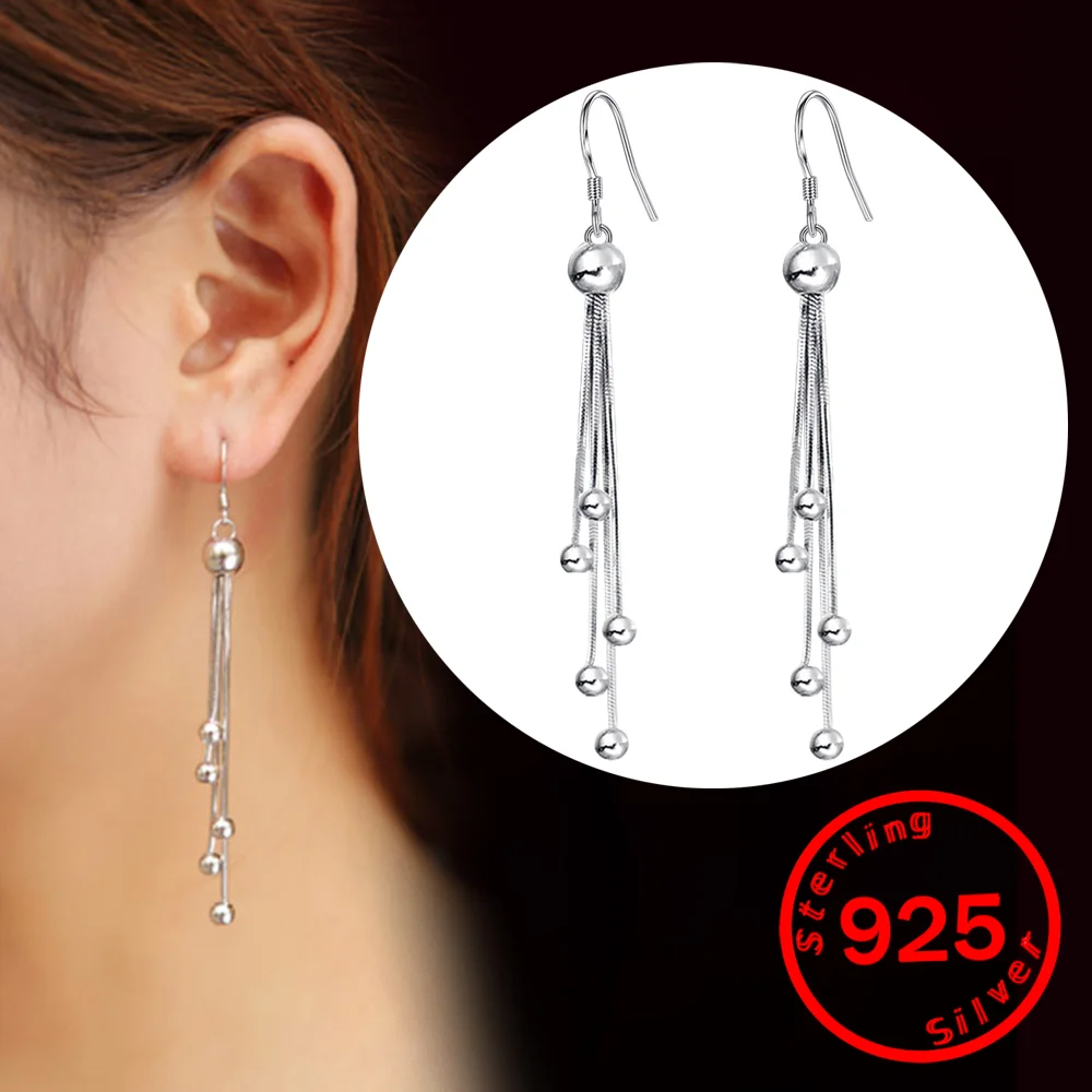 Korean Long Tassel Drop Earrings Female Stamp 925 silver needle Sterling quality Geometric Earrings for Women Fashion Jewelry Gi