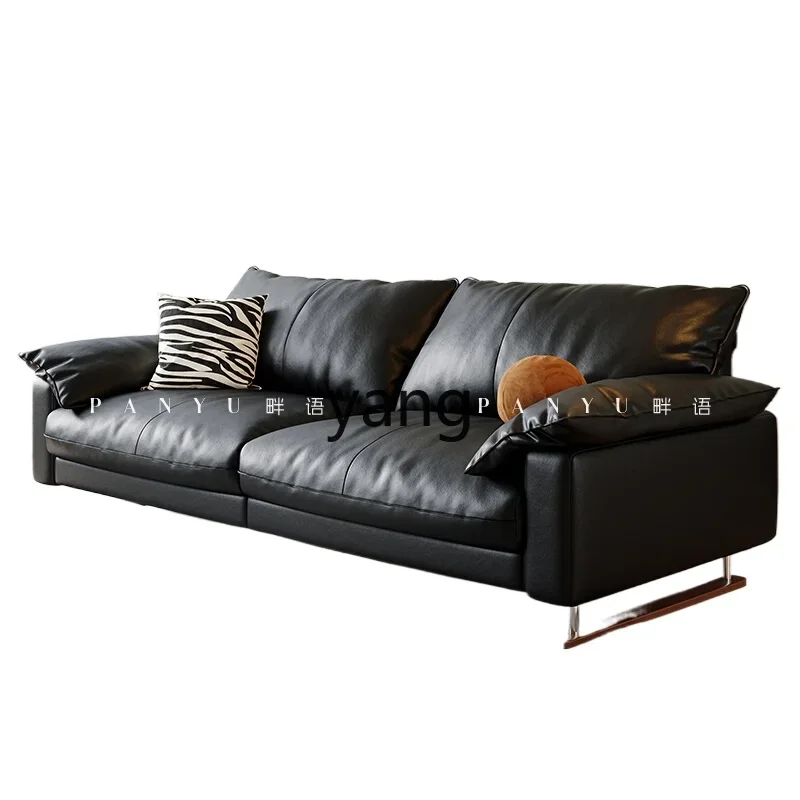 

CX antique leather sofa minimalist wabi-sabi wind living room small apartment straight row