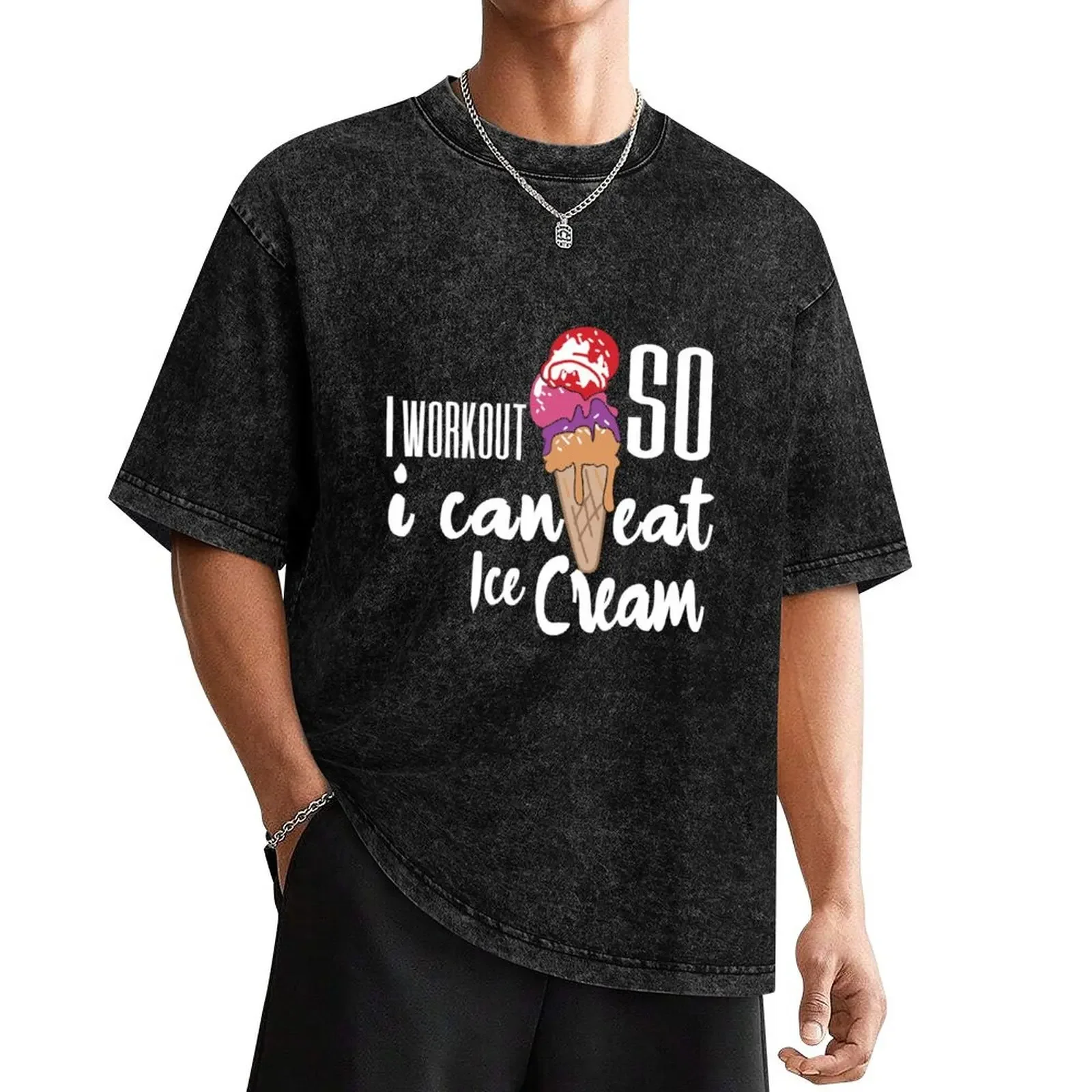 I Workout So I can Eat Ice Cream, workouts routines, gifts for gym lovers, unique birthday gifts idea for men, funny quo T-Shirt