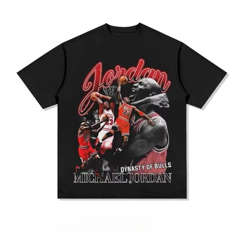 Camiseta de baloncesto Michael Jordan para hombre y mujer, camiseta holgada de algodón de manga corta con estampado gráfico Dynasty, ropa informal Retro icónica