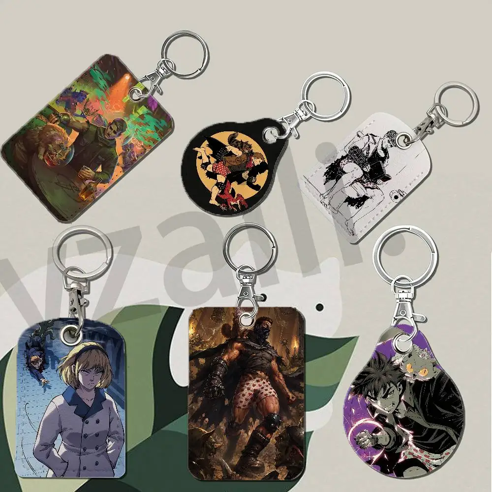 D-Dungeon C-Crawler Carl Club Protective Printed Leather Card Case Metal Keychain Accessory