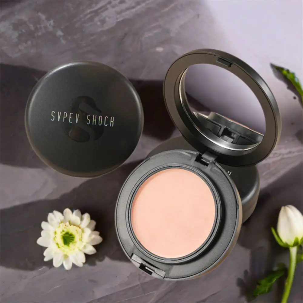 Fondotinta in polvere pressata a 3 colori Texture setosa Finitura opaca Correttore opaco Trucco viso in polvere con impostazione impermeabile a lunga durata