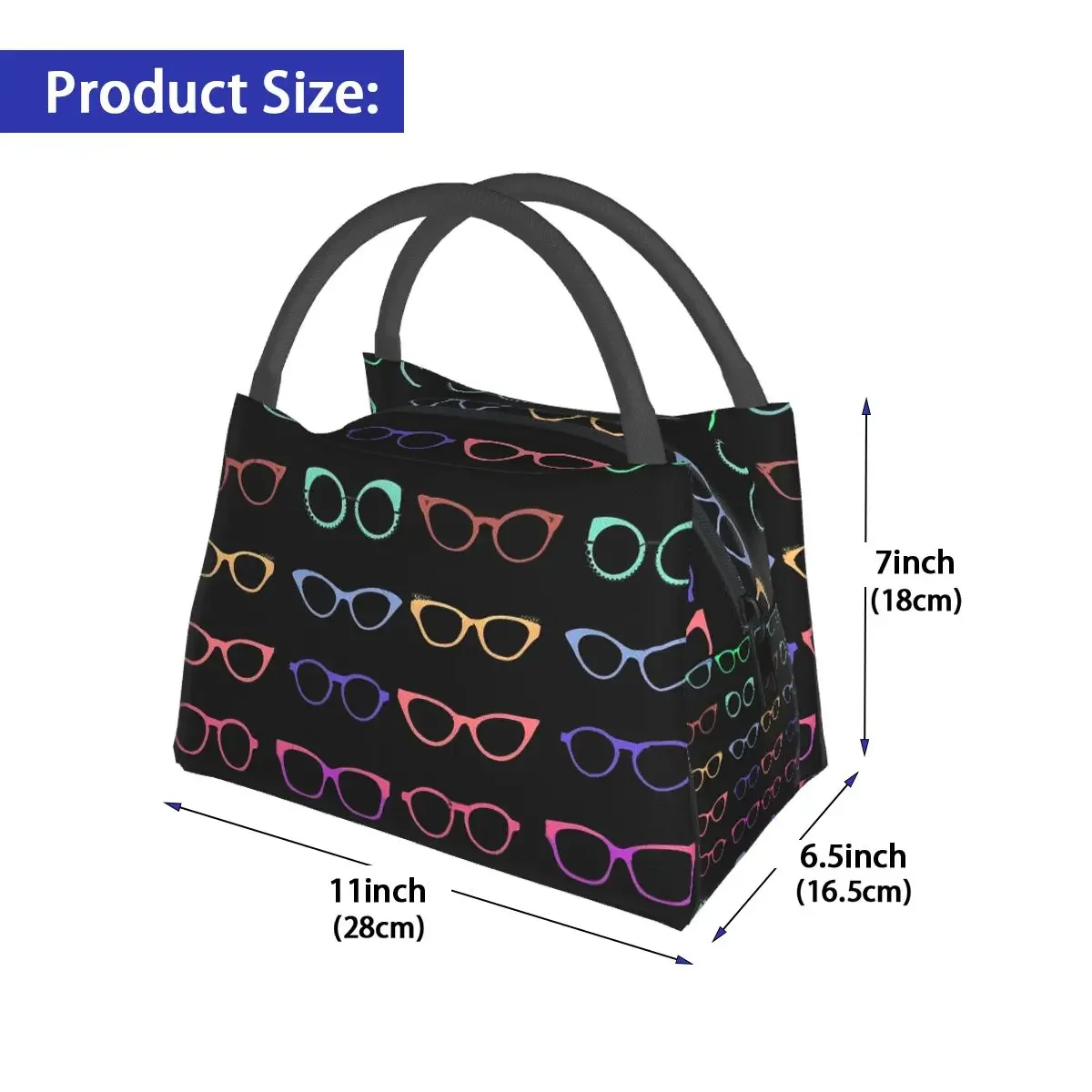 Minimal Glasses Lunch Bag Colorful Pirnt Casual Lunch Box Adult Travel Convenient Cooler Bag Oxford Custom Thermal Lunch Bags