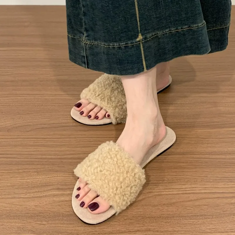 2026 Fashion Simple One Strap Indoor Casual Women's Cotton Slippers Winter New Warm Comfort Soft Soled Lightweight Women Shoes