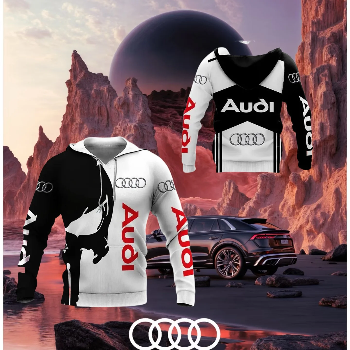 

2025 Новая модная популярная толстовка с логотипом Audi с 3D принтом, модная высококачественная уличная джемпер для взрослых для отдыха на открытом воздухе, мото