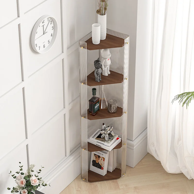 

Bookshelf Shelf Floor-to-ceiling acrylic corner cabinet Living room corner storage Triangular multi-layer display rack