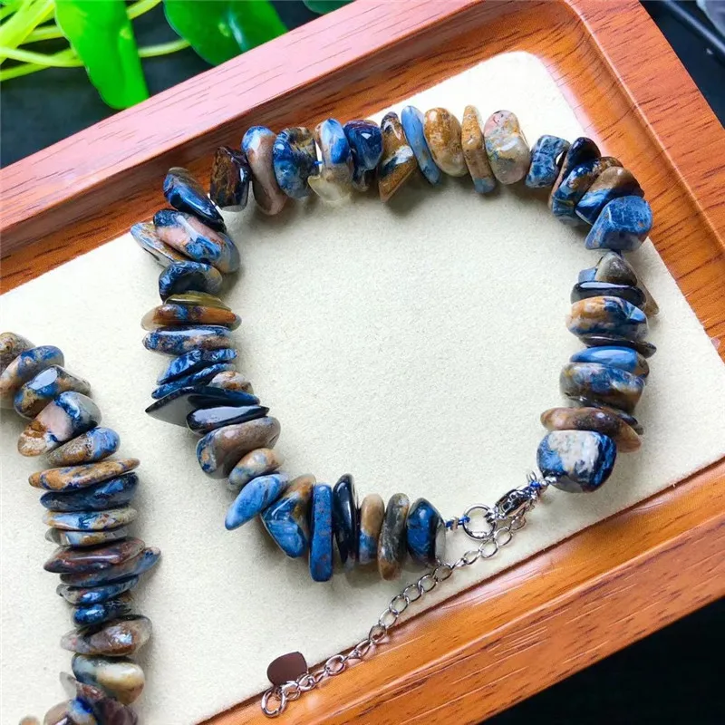 Natural Peter Stone Blue Quartz Bead Bracelet Crystal Women Jewelry Gift