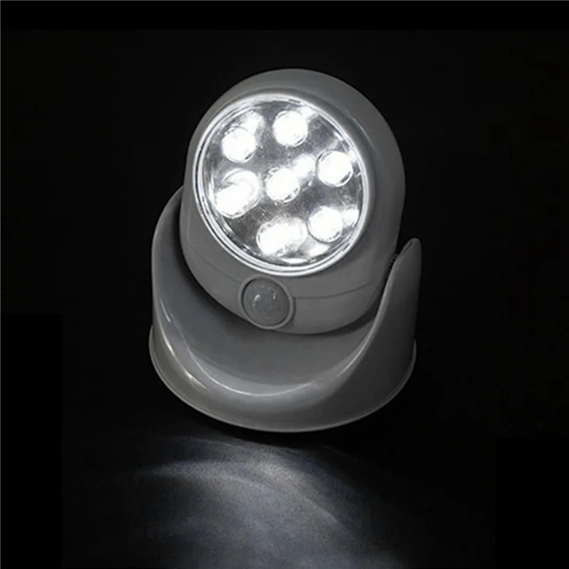 ABRB-2X 7 LED Draadloos 360 graden rotatie Bewegingsgeactiveerde sensor Ultra helder nachtlampje Automatische infrarood wandlamp