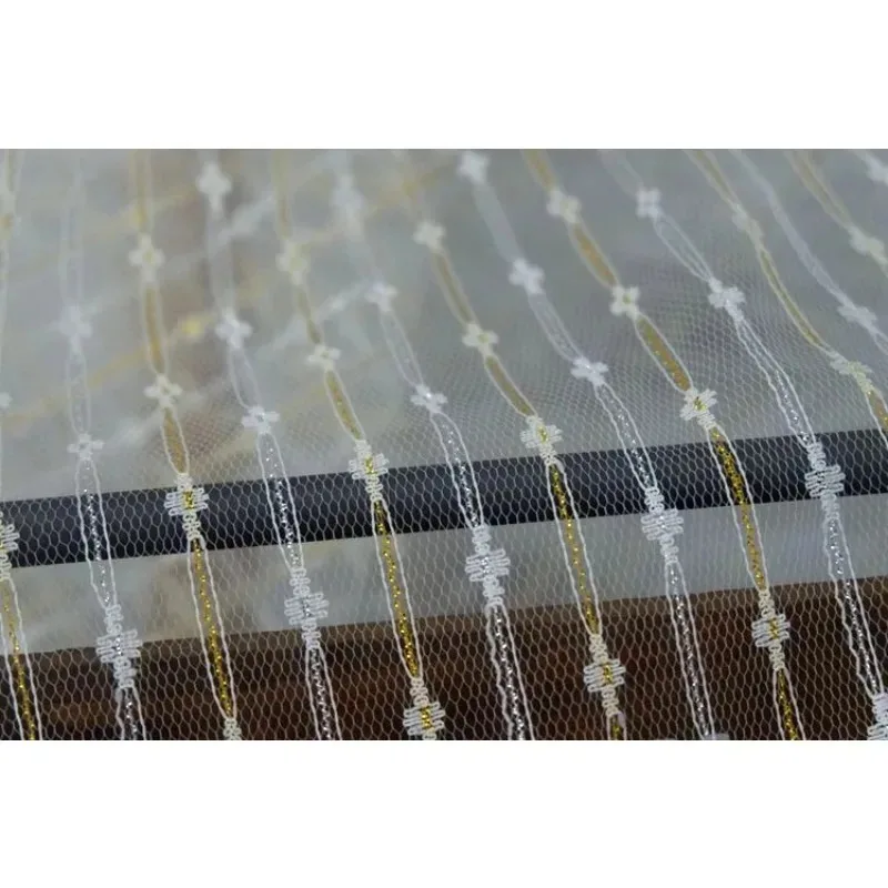 150CM Wide, High-quality Export Mesh, Gold and Silver Thread, Lace Fabric,DIY Clothing Sewing Accessories, Wedding Veil Material