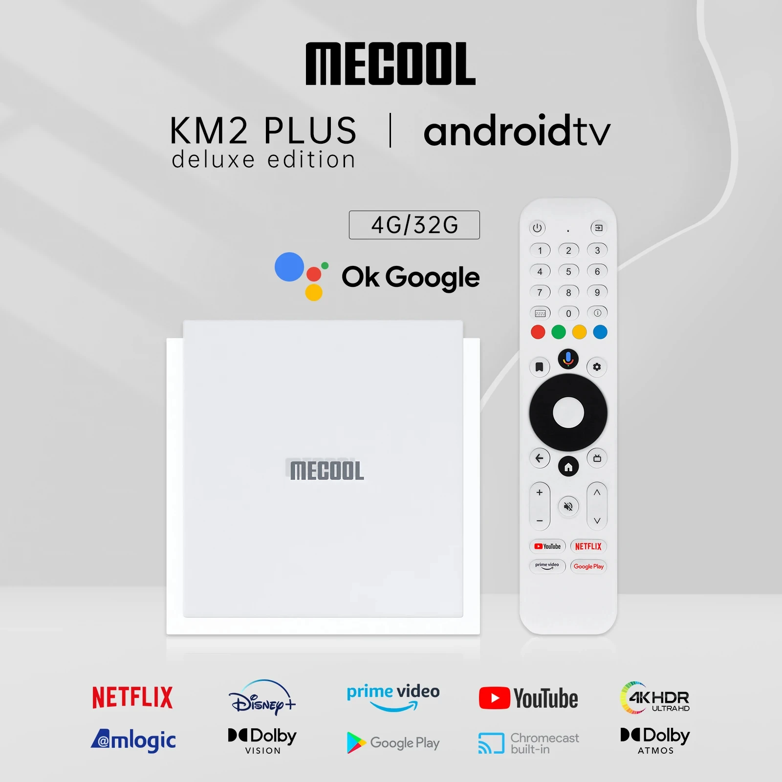 [My]2024 Pop MECOOL KM2 PLUS DELUXE 4K Android 11 Certified TV BOX Google TV box 4GB DDR4 32GB 1000M LAN WIFI 6 Set TV Box