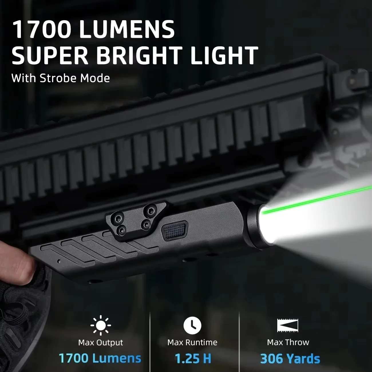 Multifunctional Tactical Flashlight 1700LM White Green 2 in 1 Richfire Magnetic Rechargeable Rifle Light for Hunting Defense