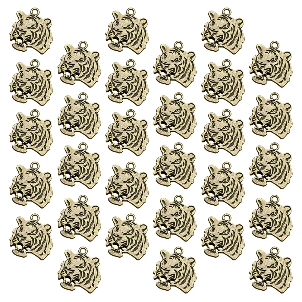 

30Pcs Tiger Head Alloy Pendant Charms DIY Jewelry Making Accessories Necklace Bracelets Crafts Bronze Unique Design