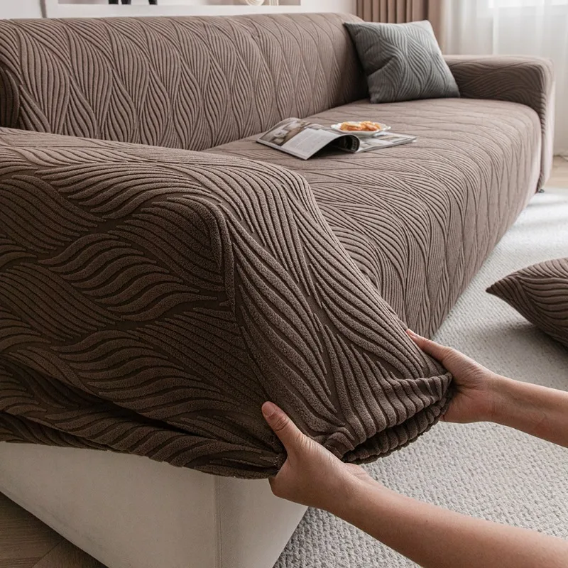 Jacquard Stretch Sofa Cover Thick Soft Full Wrap Slipcover Non‑Slip Machine Washable Universal Fit for 1/2/3/4/5Seat Living Room