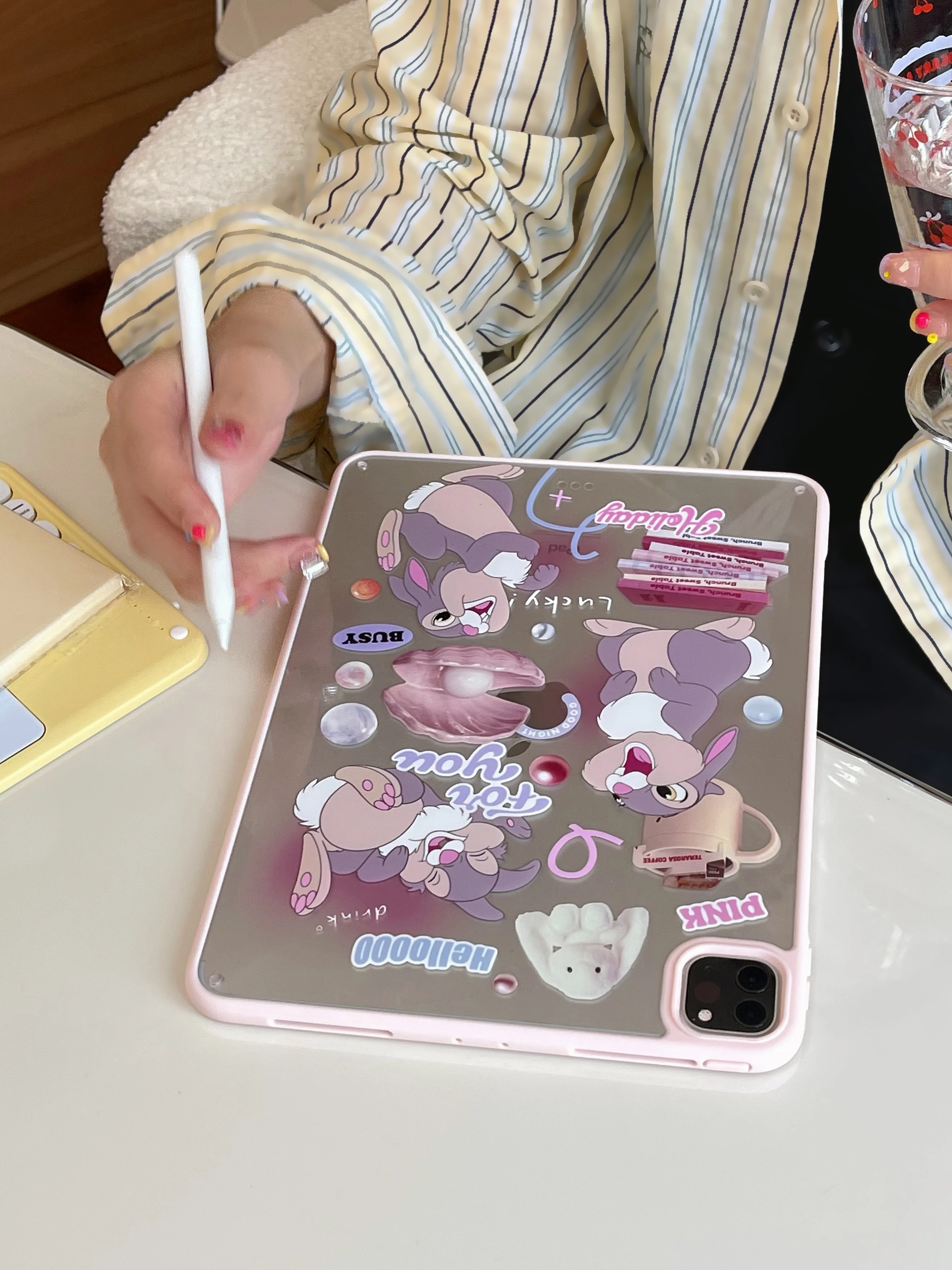 For IPad 9 8 Seventh Generation Air 2 3 4 5 6 10.9 Pro 11 Cute Cartoon Disney Rabbit Acrylic Case Tablet PC Protective Cover