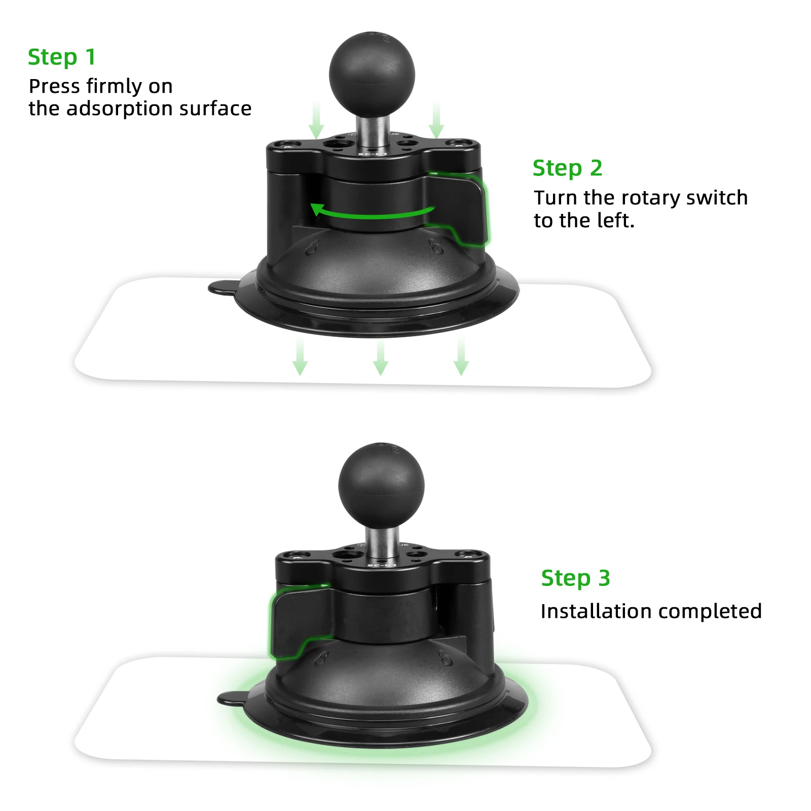 FANAUE 1 inch Ball Mount Adapted Twist Suction Cup Car base window Twist Lock Suction Cup Base for RAM Mount Double Socket Arm