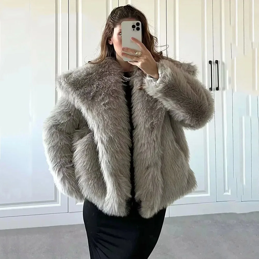 Metal Color Sequin Woven Jacket For Women Loose Stand Collar Long Sleeve Coat 2024 Autumn Winter Chic Female Outerwear