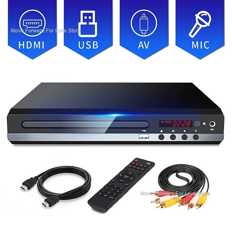 Reproductor de DVD Portátil para el Hogar, Caja Reproductora de DVD y CD HD 1080P Compatible con Todas las Regiones, con Salida AV para Reproducción de Medios en TV Doméstica