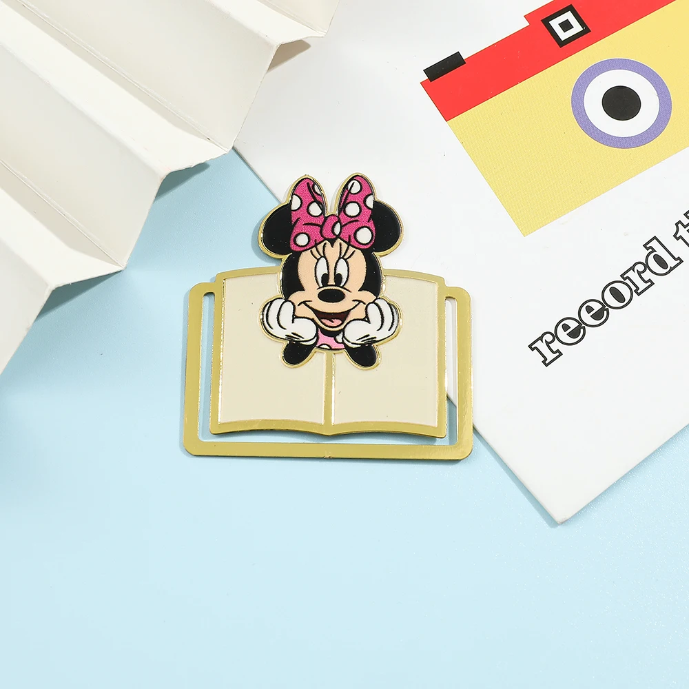 Cute Cartoon Mickey And Friends Bookmarks Anime Book Clips Metal Book Mark Anime Fans Collection Gift for Book Lovers Stationery