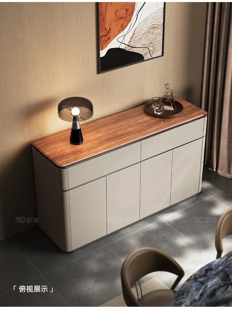 CC Italian minimalist wall integrated locker floor-to-ceiling light luxury walnut solid wood dining side cabinet