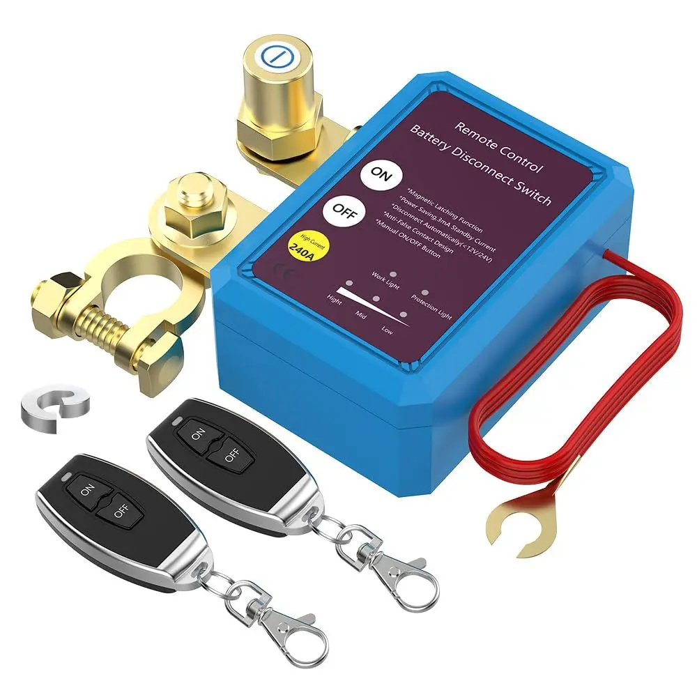 12V 240A Battery Disconnect Power Switch Kill Switch With Display Shut Off Cut Off Control Switch With Remote For Car Boat Truck