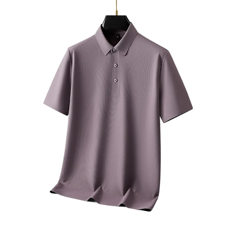 2026 New Suepr Large Summer Thin Men's Business Casual Lapel Ice Silk Short Sleeved T-shirt Plus Size M-3XL 4XL5XL 6XL 7XL8XL