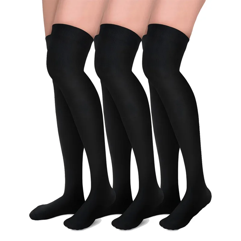 

3 Pairs Thigh High Compression Socks for Women and Men Circulation Over the Knee-Best Support for Running Travel Gym Sport