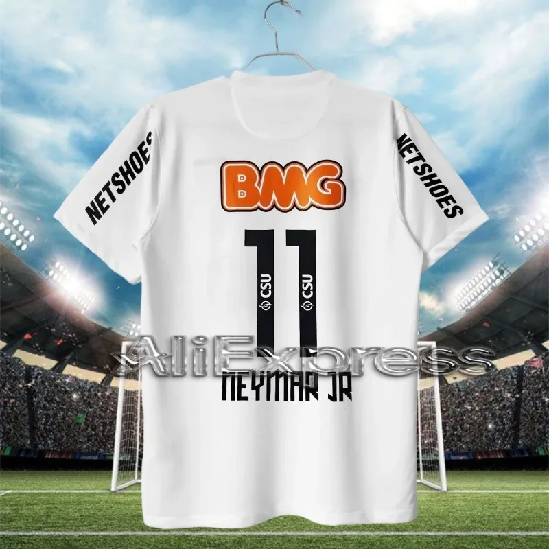 تي شيرت كرة القدم المطبوع من Santosi، تي شيرت ريترو نيمار لكرة القدم للرجال والنساء، تي شيرت عصري للرجال والنساء