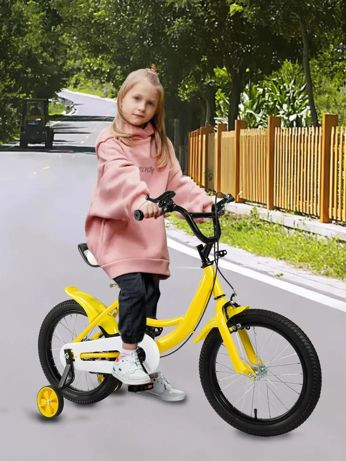 AliExpress CNCEST 16 inch Kids Bike Bicycle for Children 5-8 Years 100-135cm Height Carbon Steel Frame Dual Brakes Adjustable Seat Training Wheels