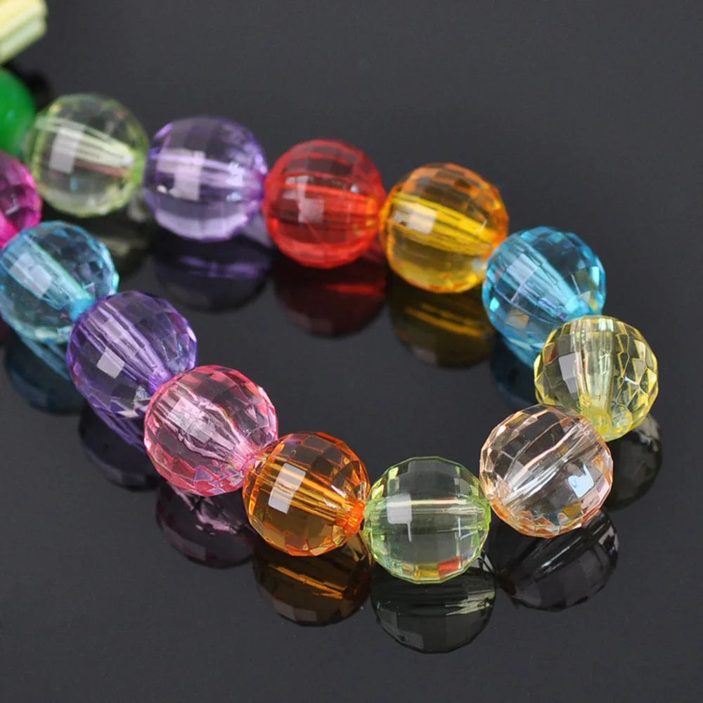 Round Mixed 96Facets Acrylic Plastic 6mm/8mm/10mm/12mm/14mm/16mm Loose Beads Wholesale Lot For Jewelry Making DIY Findings