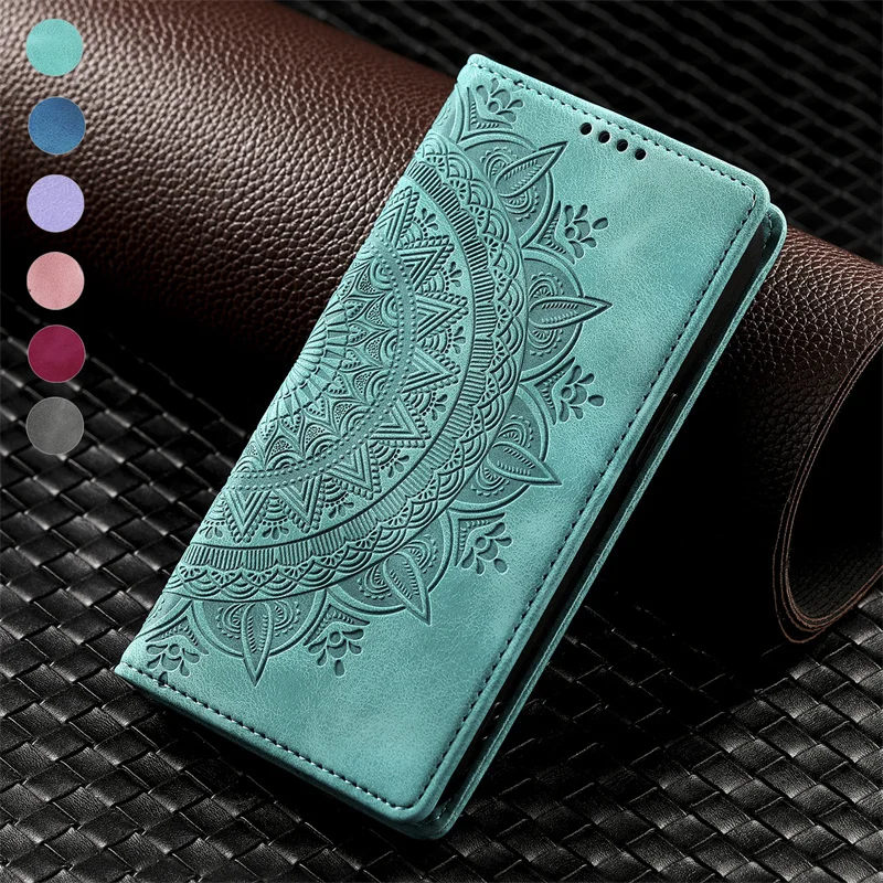 Funda para Etui Motorola Moto G06 funda con tapa para Motorola Moto G06 G 06 funda de cuero magnética Totem flor funda de teléfono Fundas Coque