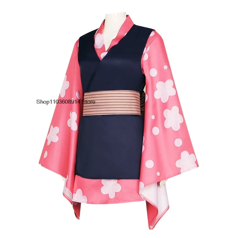 Makomo-uniforme de Kostuum para Cosplay, conjunto de Anime, Volledige Kimono, disfraz con máscara y peluca