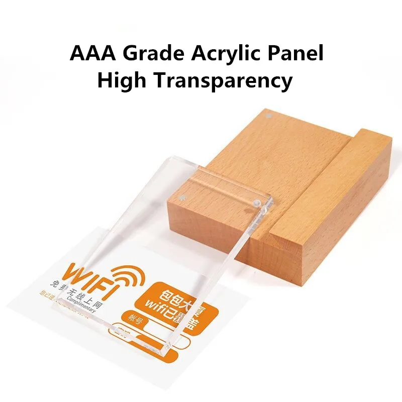 100x70mm Wood Price Label Paper Sign Holder Stand Block Photo Picture Frame Menu Paper Name Price Tag Display Stand Rack