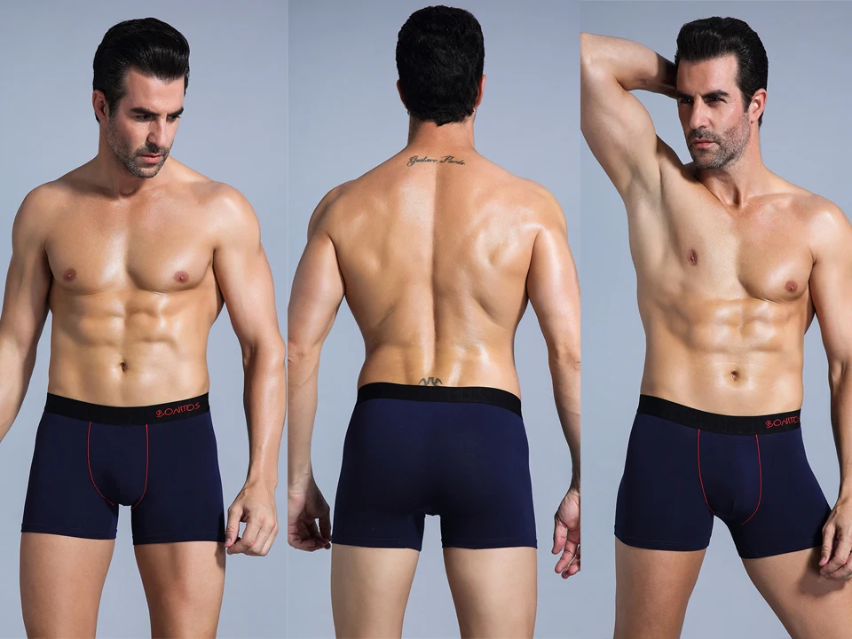 3 Stück weiße Baumwollunterwäsche für Herren, Boxershorts, weiche, sexy Herrenhöschen, mit Buchstabenmuster, elastischem Bund, Boxershorts, Herrenunterhosen, bedruckte Trunks – Detail 11
