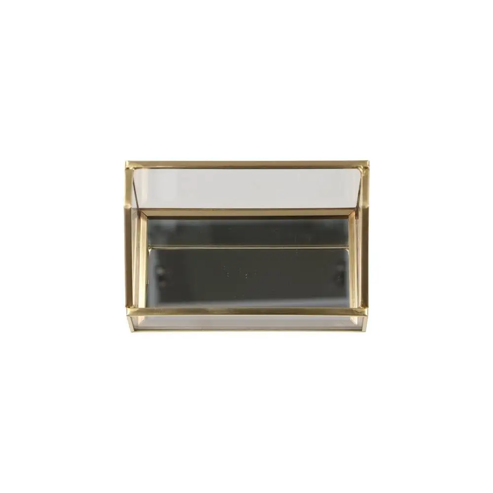 Metal Glass Business Card Holder Stand Professional Elegant Vintage Clear Golden Edge Holder Durable Business Card Organizer