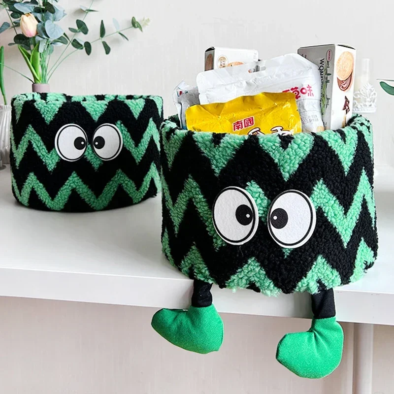 

Ins Cute Monster Storage Basket Woven Large Capacity Creative Sundries Organizer Desktop Decor Holder Watermelon Storage Bag