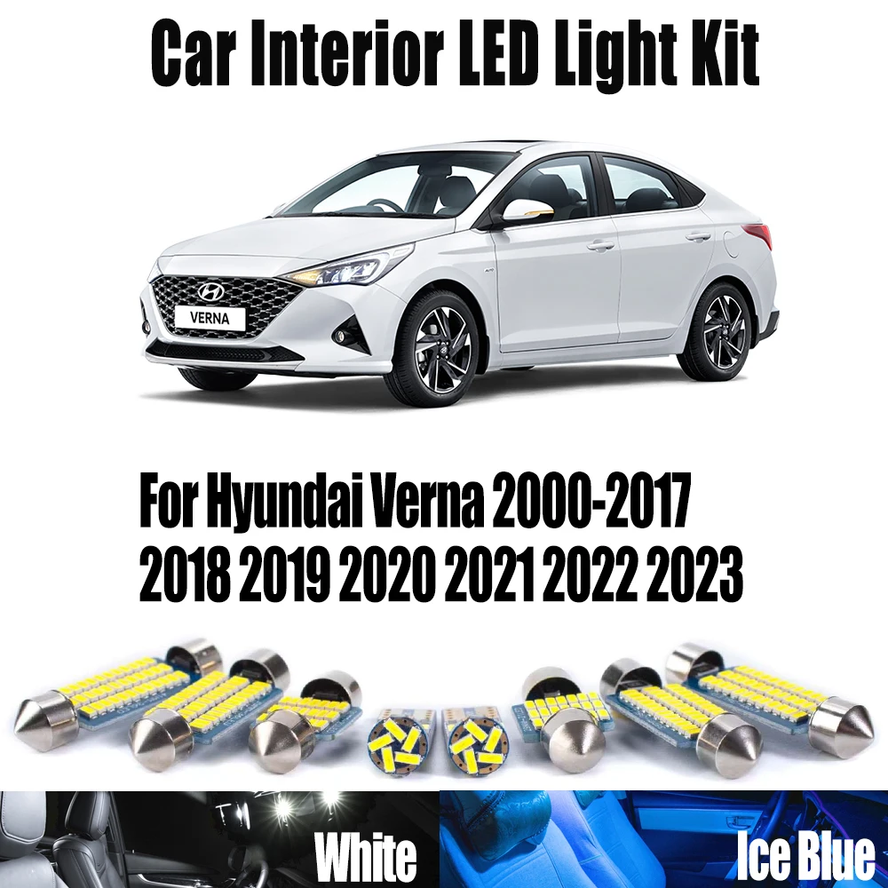 

For Hyundai Verna 2000-2019 2020 2021 2022 2023 LED Interior Dome ​Trunk Number Plate Light Canbus Car Indoor Ceiling Bulbs Kit
