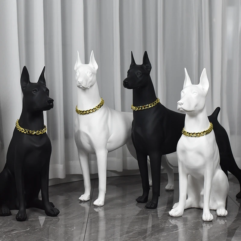 Doberman Sculpture Ornaments, Animal Model Decor, Dog Statue, Large Decorative Crafts, Artwork Decoration,Nordic Gift,Customized